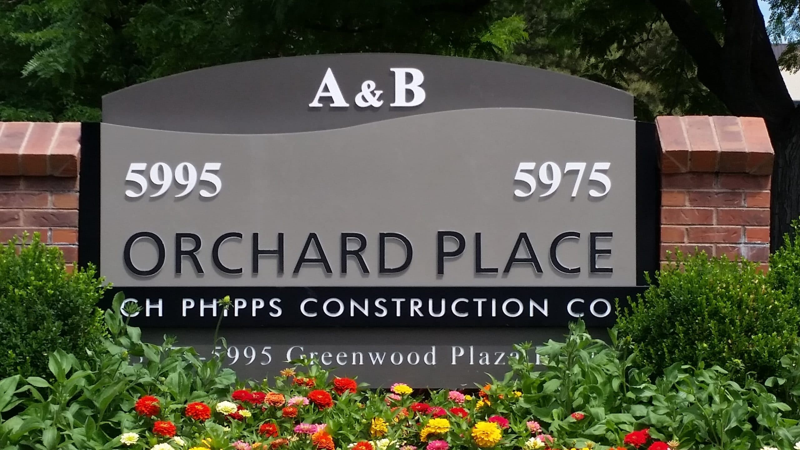 West Building Sign Greenwood Village 5995 Greenwood Plaza Blvd A and B Orchard Place Phipps Construction Company