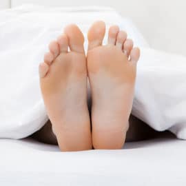 picture of feet of sleeping person