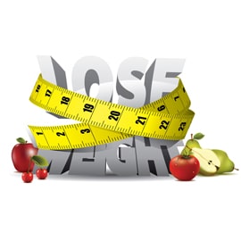 Lose weight text with measuring tape around it