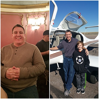 Travis before and after losing over 100 pounds