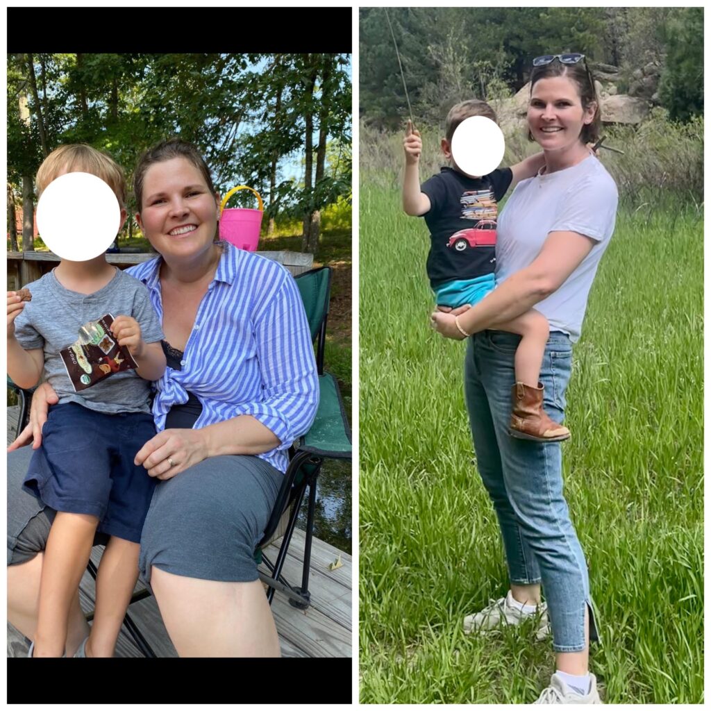 Alison before and after 50 lbs weight loss