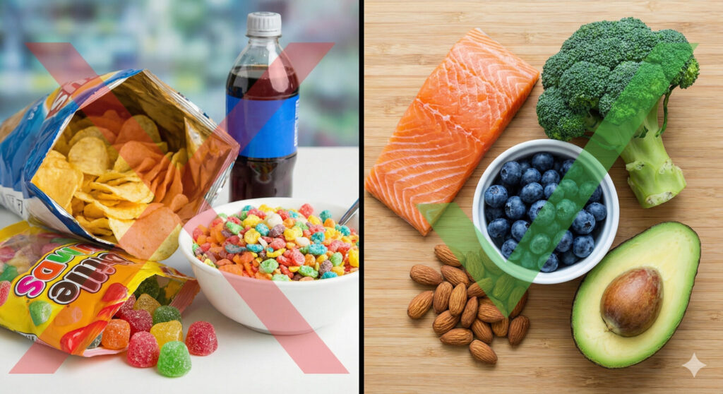 healthy vs. unhealthy food choices