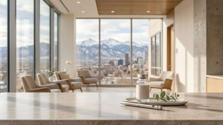 retatrutide-obesity-hero | Clinical Nutrition Center Modern medical clinic interior with mountain view, representing advanced weight loss treatment