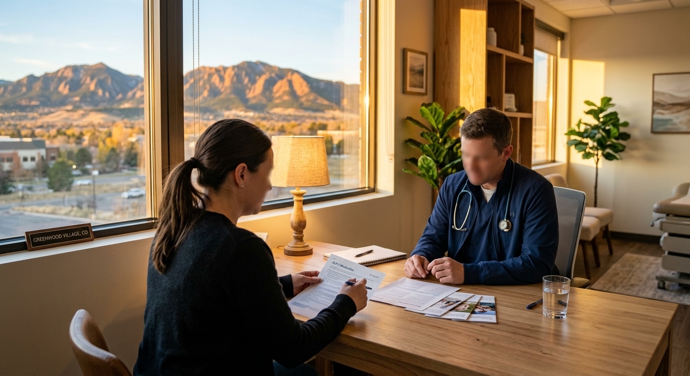 glp1-side-effects-week-by-week | Clinical Nutrition Center A person reviewing GLP-1 medication side effect information at a clinic in Denver